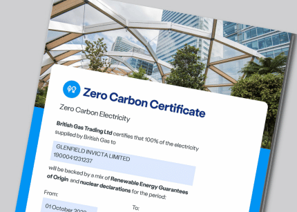 Zero Carbon Certificate British Gas